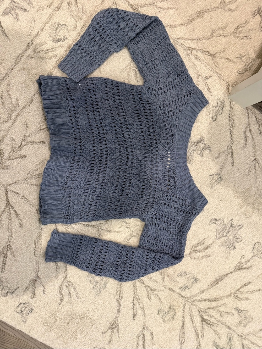 Lucky Brand Blue Open Knit Crochet Sweater XS - Picture 8 of 8